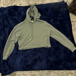 Green Cropped See-Through Hoodie